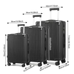 3-piece lightweight and wear-resistant luggage set with internal compartments, universal Swivel quiet wheels, - Imagine 4
