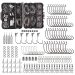 166PCS Fishing tackle box Including worm hooks Jig Head Hooks Drop shot weight Fishing swivel for Bass Trout Fishing accessories