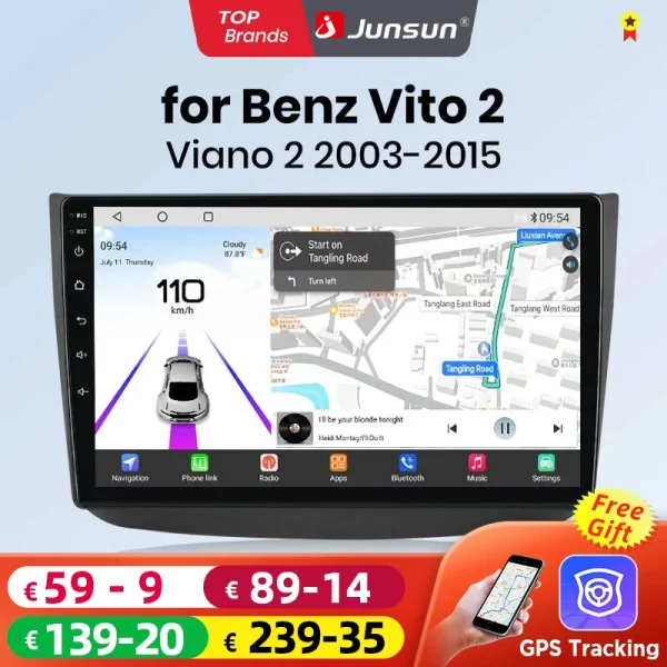 Junsun Android13 Qualcomm 8 Core Wireless CarPlay for Apple Android car Car Radio For Benz W639 Viano 2003-2015 Car Radio