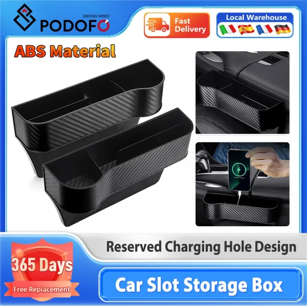 Podofo Multifunctional Car Seat Crevice Gaps Storage Box Seat Organizer Gap Slit Filler Holder For Wallet Phone Slit Pocket