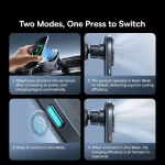Baseus Qi2.2 Cooling Magnetic Car Phone Holder 25W Wireless Charger Fast Charging for iPhone Samsung Dashboard Center Console - Imagine 5
