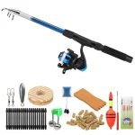 Fishing Rod and Reel Combo Full Kit 1.8m Telescopic Fishing Rod Pole and Spinning Reel Set with Lures Swivels Bell Float Hair - Imagine 2
