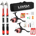 fishing rod reel combo Fishing Gear Complete Kit Fiberglass Telescopic Fishing Rod and Interchangeable Reel Combo Set