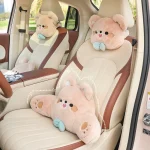 Fashionable Light Luxury Cartoon Bear Plush Waist Support Car Waist Back Neck Pillow Car Cushion Back Cute Car Accessories