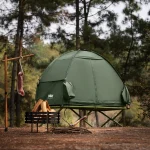 SoBuy OGS32-II camping tent single tent with lamp hook and shoe storage bags 3in1 tent 1 person practical green - Imagine 4