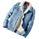 2022 Winter Fleece-lined Thickened Denim Jacket Men's Korean Trendy Loose Fit Top Japanese Style Jacket For Men - Imagine 5
