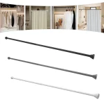 87-155cm Adjustable Curtain Rod Black White Grey No Drilling Expandable Pressure Closet Kitchen - Imagine 3