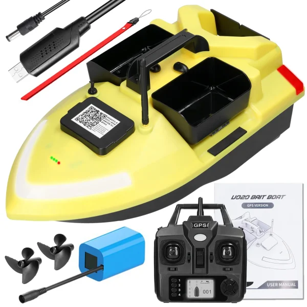 NEW GPS Fishing Bait Boat 500m Remote Control Bait Boat Dual Motor Fish Finder 2KG Loading Support Automatic Cruise/Return/Route