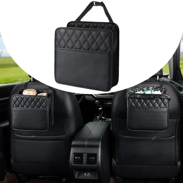 Multi function PU Leather Car Seat Back Storage Bag for Renault Clio Laguna Megane Duster Tissue Cup Holder Garbage Pocket