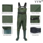 Waterproof Fishing Waders Pants Chest-Length Wader With Boots Durable Breathable Overalls Kit for Men Women Outdoor Raft Hunting - Imagine 2