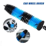 Car Wheel Cleaning Brush Long Handle Blue Black Red Car Wheel Rim Hub Cleaning Brush Tire Detail Brush Auto Motorcycle Wash Tool - Imagine 6