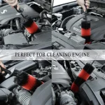 Car Wheel Cleaning Brush Long Handle Blue Black Red Car Wheel Rim Hub Cleaning Brush Tire Detail Brush Auto Motorcycle Wash Tool - Imagine 3
