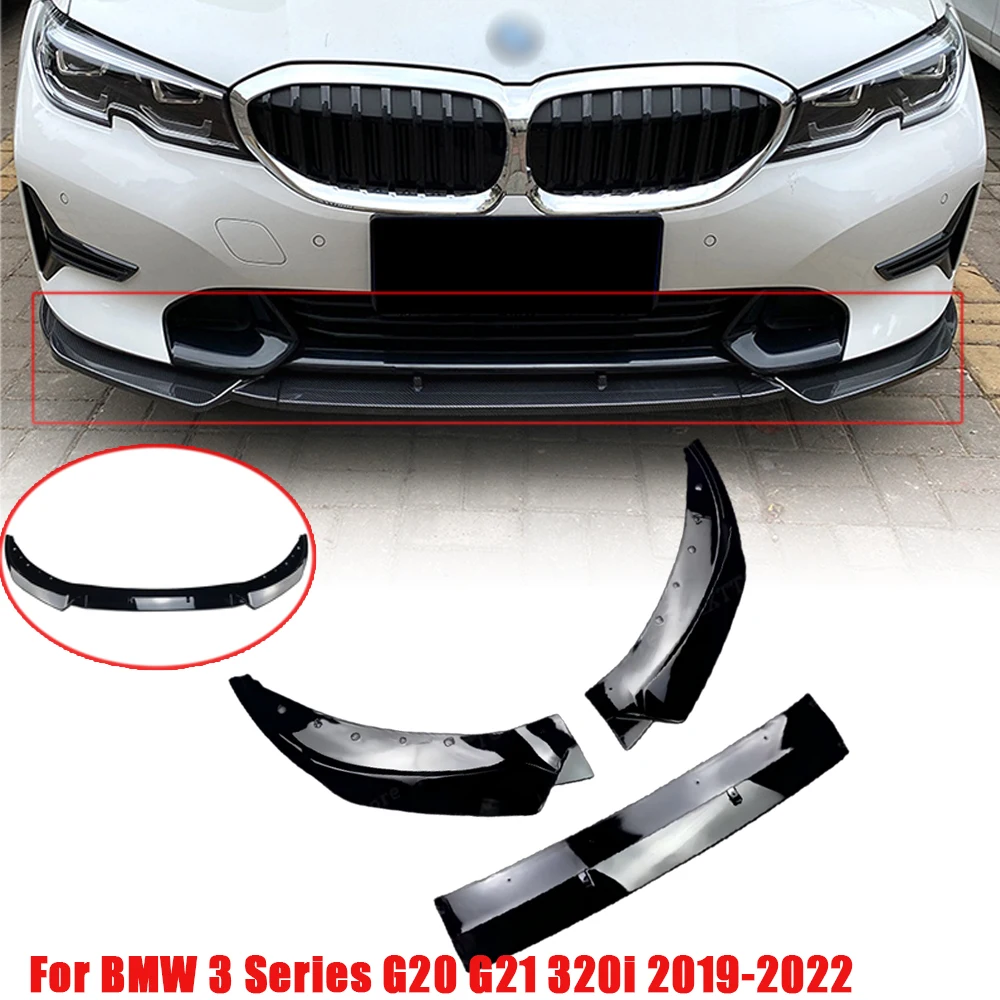kf-S26d1f524de654f438955e384e4cc4170j Front Bumper Lip Spoiler Splitters For BMW 3 Series G20 G21 320i 2019-2022 Diffuser Guard Body Kit Tuning Car Accessories - Imagine 1