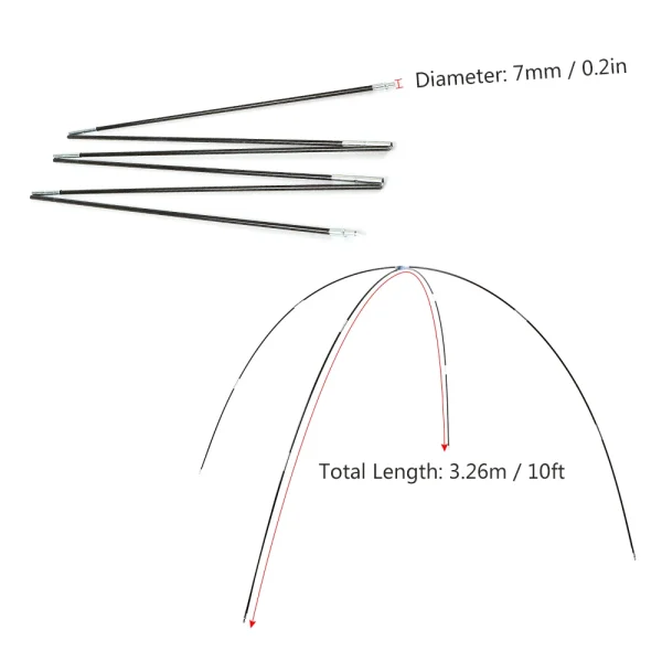 Replacement Camping Tent Pole Kit Tent Pole Kit Tent Rod Glass Tent Rod Tent Pole Replacement