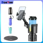 Car Cup Holder Expander with Cell Phone Mount 360 Rotation Cup Holder Expander Smartphone Mount Auto Interior Accessories