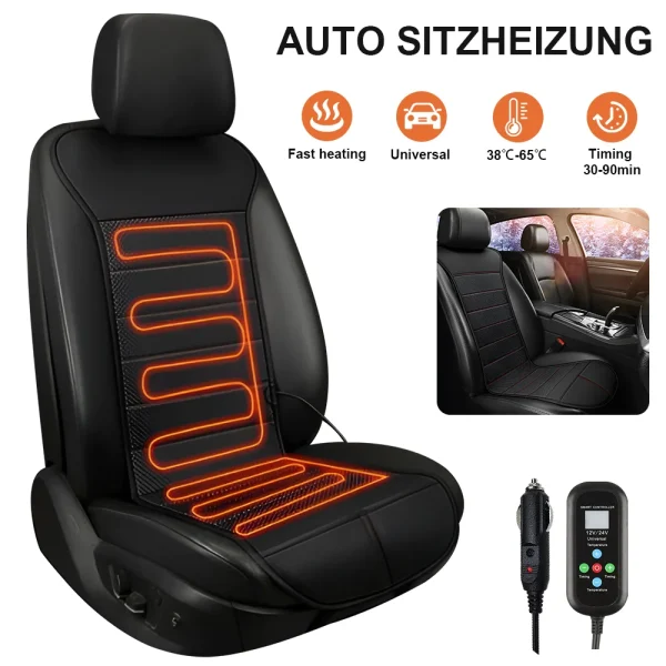 2/1PCS 12-24V Heated Car Seat Cushion Cloth/Flannel Car Seat Heater Winter Warmer Seat Heating Car Accessories Heating Pads