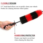 Car Wheel Cleaning Brush Long Handle Blue Black Red Car Wheel Rim Hub Cleaning Brush Tire Detail Brush Auto Motorcycle Wash Tool - Imagine 5