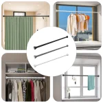 87-155cm Adjustable Curtain Rod Black White Grey No Drilling Expandable Pressure Closet Kitchen - Imagine 2