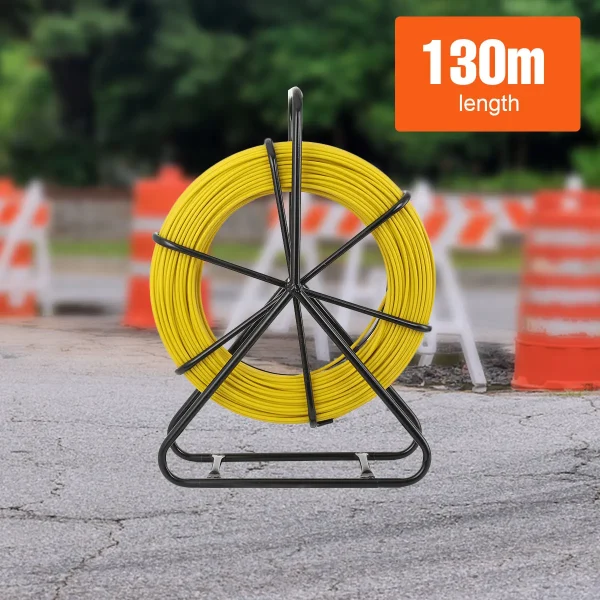 100/130m Electrician Wire Threading Machine Fiberglass Wire Cable Running Rod Fish Tape Rodder Cable Unclogger Leader 6mm