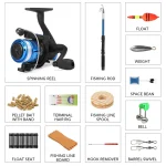 Fishing Rod and Reel Combo Full Kit 1.8m Telescopic Fishing Rod Pole and Spinning Reel Set with Lures Swivels Bell Float Hair - Imagine 3
