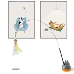 New cat funny cat stick steel wire long pole feather cute cat toy kitten fishing rotating self-pleasure relief pet toy - Imagine 4