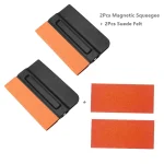 2Pcs Magnetic Vinyl Wrapping Squeegee 4Inch Suede Felt Edge Tint Squeegee Car Window Film Scraper Decal Applicator for Stickers - Imagine 6