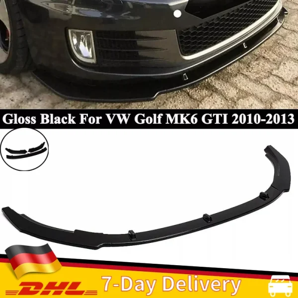 Bumper Lip For VW Golf 6 MK6 GTI GTD 2010-2013 Front Bumper Spoiler Splitter Lip Diffuser Car Body Kit Tuning Glossy Black