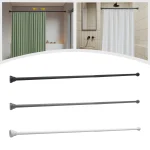 87-155cm Adjustable Curtain Rod Black White Grey No Drilling Expandable Pressure Closet Kitchen - Imagine 5