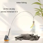 New cat funny cat stick steel wire long pole feather cute cat toy kitten fishing rotating self-pleasure relief pet toy - Imagine 3