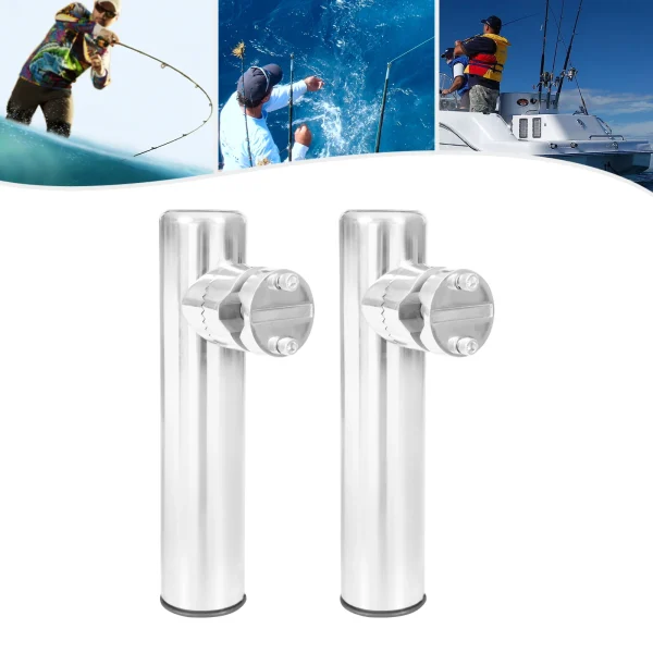 2PCS Fishing Rod Holders Stainless Boats Fishing Rod Rack for 19-25MM Fishing Rod,360° Adjustable, Hexagonal Locking Design