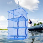 4 Layers Foldable Drying Fishing Net|Drying Rack Net|Vegetable Plant Dishes Dryerwith Zipper Opening Blue