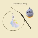 New cat funny cat stick steel wire long pole feather cute cat toy kitten fishing rotating self-pleasure relief pet toy - Imagine 6