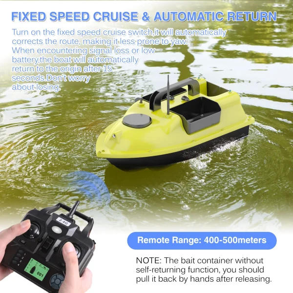 D18B GPS Fishing Bait Boat 3 Bait Containers 2kg Bearing Capacity Automatic Bait Boat 400-500M Remote Range Fishing RC Boat