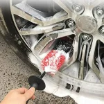 Car Wheel Cleaning Brush Long Handle Blue Black Red Car Wheel Rim Hub Cleaning Brush Tire Detail Brush Auto Motorcycle Wash Tool - Imagine 2