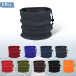 2pcs Polar Fleece Neck Tube Ear Warmer Fishing Skating Running Sport Scarf Face Mask Single/Double Layer Camping Hiking