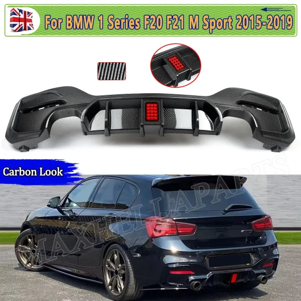 Rear Lip Diffuser Spoiler for BMW 1 Series M Sport F20 F21 M135i M140i 2015-2018 Bumper with Brake Light Gloss Black Accessories