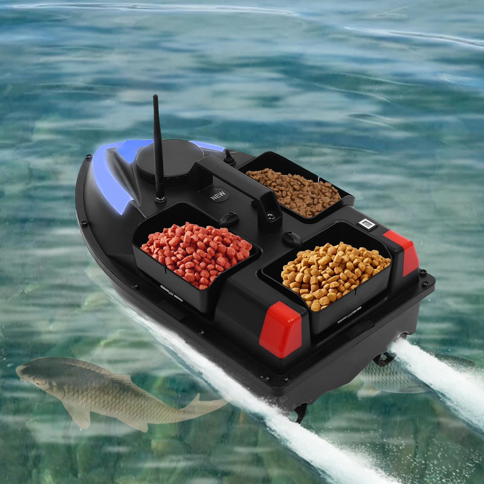 kf-S621b50dd1122470e8bdee374cf8026d5a Gps Fishing Bait Boat Compact Size 3*1.1 Lbs Large Capacity, Automatic Return 100 Positioning Points, 19.09*10.43*7.48inch - Imagine 1