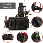 New Fishing Tackle Backpack Lure Box Gear Storage Bag Fanny Pack for Men Fly Fishing Backpack with Rod Holder Sling Shoulder Bag - Imagine 2