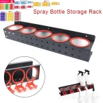 60x12cm Spray Bottle Storage Rack Wall-Mounted Spray Can Hanger with 5 Hooks for Detergents Abrasives and Wax Bottles