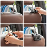 1/2PCS Car Seat Headrest Hook 4 Pack Hanger Storage Organizer Universal for Handbag Purse Coat Fit Universal Vehicle Car Black - Imagine 3