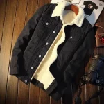 2022 Winter Fleece-lined Thickened Denim Jacket Men's Korean Trendy Loose Fit Top Japanese Style Jacket For Men - Imagine 3