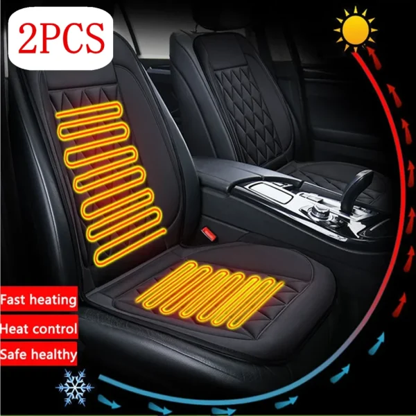 2PCS Winter Car Heated Seats 12V Driver Seat Cover Electric Heated Car Seat Heating Cushion Covers Heating Pads Set Cushions