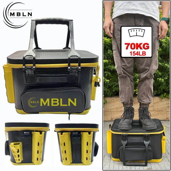 MBLN Brand,Portable EVA Fishing Tackle Box for Rod Storage, Waterproof & Durable Fishing Gear Storage Case,Live Fish Storage Box