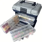 A portable fishing tackle box, a four-layer bait box, a grey fishing accessory storage box, a plastic fishing box (blank fish bo - Imagine 6