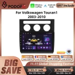 Podofo 4G CarPlay Android Car Radio For Volkswagen Touran 1 2003-2010 Multimedia Player 2din GPS Head Unit Intelligent System