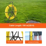 100/130m Electrician Wire Threading Machine Fiberglass Wire Cable Running Rod Fish Tape Rodder Cable Unclogger Leader 6mm - Imagine 6