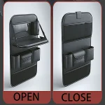 Car Seat Back Storage Bag With Foldable Table Car Backseat Organizer PU Leather Auto Seat Back Cup Holder Car Interior Accessory - Imagine 5