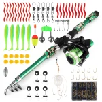 Fishing Rod Set with Fishing Reel and Bait Set, 1.8 m Fishing Starter Set, Carbon Fibre Telescopic Fishing Rod and Fishing Line