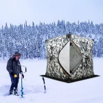Insulated Ice Fishing Shelter, 210D Oxford Cloth and Fiberglass Rods Windproof Portable Ice Tent for 1-2 Person Winter Fishing - Imagine 6