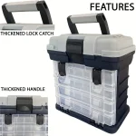 A portable fishing tackle box, a four-layer bait box, a grey fishing accessory storage box, a plastic fishing box (blank fish bo - Imagine 4